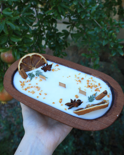 Vela Madera Naranja y Canela